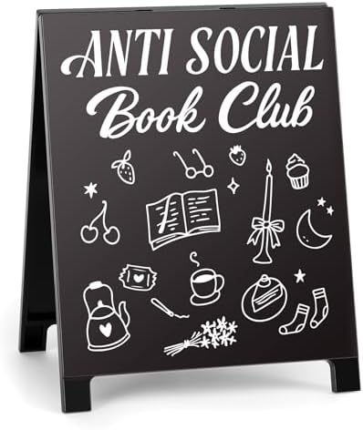 Anti Social Book Club Book Desk Sign Funny Reading Decoration for...