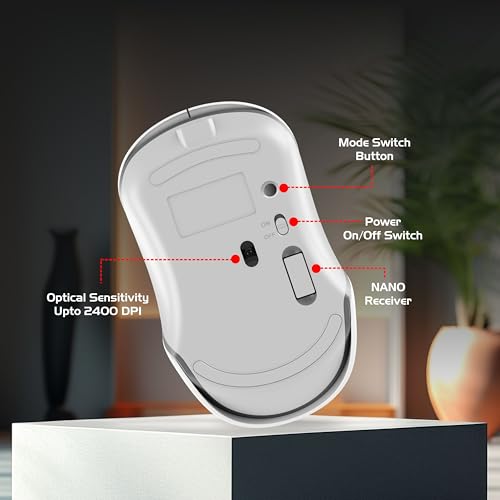 Image of Zebion Connect-3 Triple Mode /Multidevice Mouse,Rechargeable Battery with Type C Cable,Upto 2400 DPI, Silent Click, Ergonomic Design (Bluetooth 5.3 +Bluetooth 5.3, 2.4GHz Wireless) (Green)