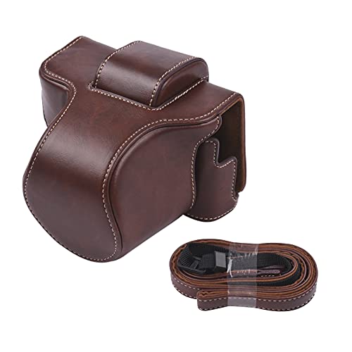 Queenser Capa de câmera de couro PU vintage Bolsa de proteção para câmera com substituição de alça p