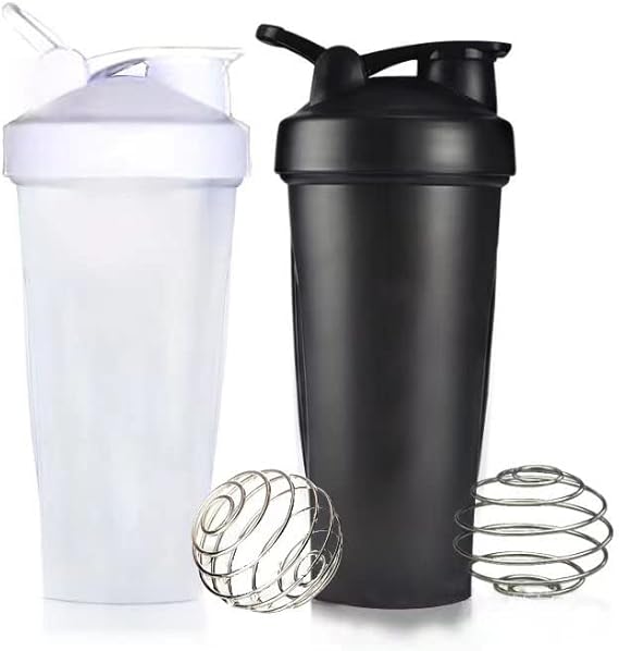 InciFuerza Shaker Bottles with Wire Whisk Balls, Bottle Shaker Cup for