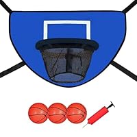 Trampoline Basketball Hoop with Breakaway Rim, 3 Mini Basketballs and Pump, Reusable Ball Hoop for Trampoline, Basketball Hoop for Kids Adults Indoor Outdoor Use