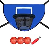 Trampoline Basketball Hoop with Breakaway Rim, 3 Mini Basketballs and Pump, Reusable Ball Hoop for Trampoline, Basketball Hoop for Kids Adults Indoor Outdoor Use