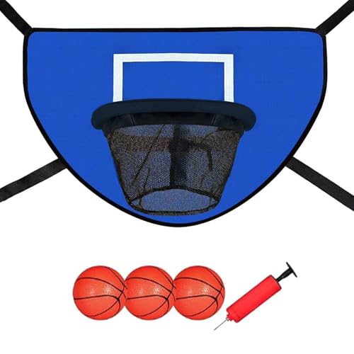 Trampoline Basketball Hoop with Breakaway Rim, 3 Mini Basketballs and Pump, Reusable Ball Hoop for Trampoline, Basketball Hoop for Kids Adults Indoor Outdoor Use