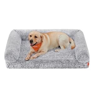 Feandrea Dog Bed, Orthopaedic Dog Sofa Bed for Medium Dogs, Waterproof Ped Bed with Removable Washable Cover, 36 x 27 x 9 Inches, Gray Ombré UPGW232G01