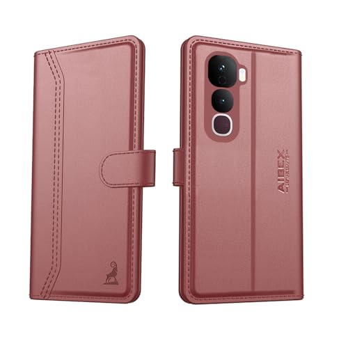 Image of AIBEX Compatible for Compatible for Vivo Y400 5G Flip Cover Leather Finish with Magnatic Closure | Inside TPU with Card Pockets | Wallet Stand | Complete Protection Flip Case -Brown