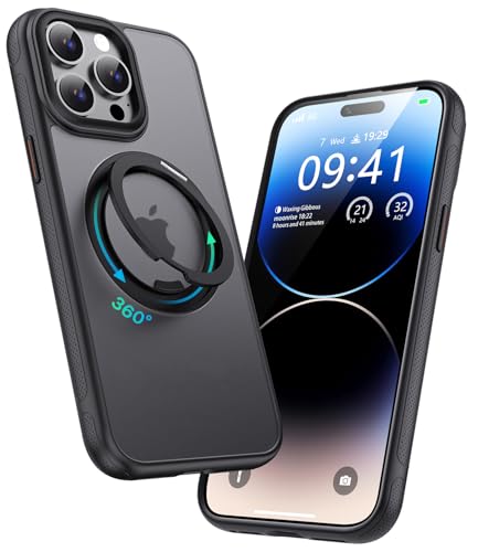 Image of for iPhone 14 Pro Max Case, Compatible with MagSafe, Slim Shockproof Military-Grade Rugged Protective Case with Stand, Camera Control, Comfort Grip (A-Black, iPhone 14 Pro Max)