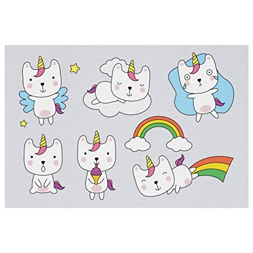 Set de table antidérapant et résistant à la chaleur pour enfant, motif licorne