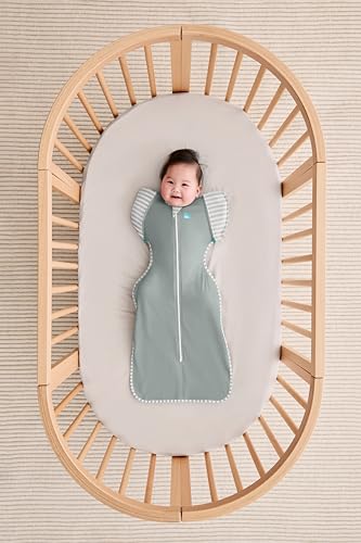 Image of Love to Dream Swaddle Up Transition Bag, Snug Fit, Zip-Off Wings, 1.0 Tog Suitable for Moderate Temperature 20-24C, Machine Washable & Double Zip for Easy Nappy Change, Deep Olive