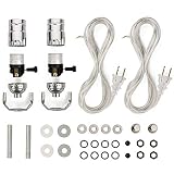 I Like That Lamp DIY Lamp Wiring Kit, Silver Socket & 8FT Silver Cord (2 Pack), For Making & Fixing