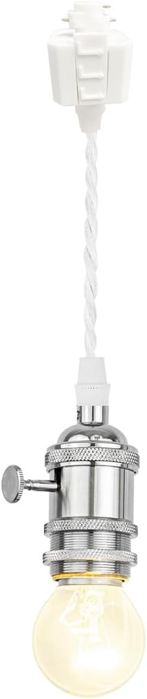 0.32Feet Corded Track Lighting E26 Silver Mini Base with Switch H-Type Track Pendant Light Retro Design for Kitchen Loft Dining Room Store(No Bulb, Track)