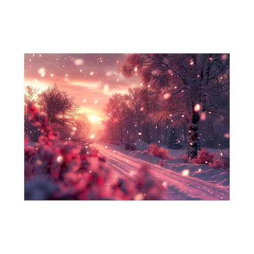 Tableau paysage coucher de soleil d'hiver pour une atmosphère apaisante à la maison