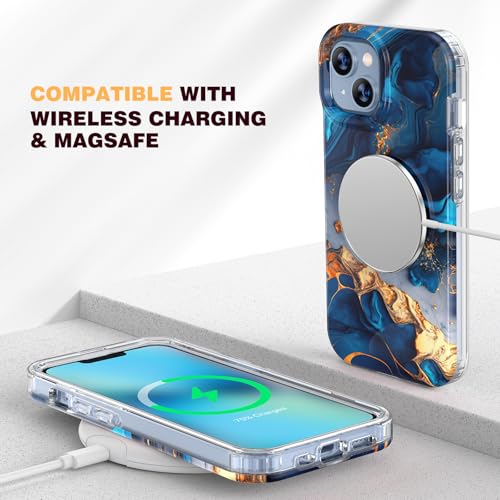 Image of Diaclara Designed for iPhone 13 Case, Full Body Rugged Case with Built-in Touch Sensitive Anti-Scratch Screen Protector, Soft TPU Bumper Case for iPhone 13 6.1 inch (Water Blue)