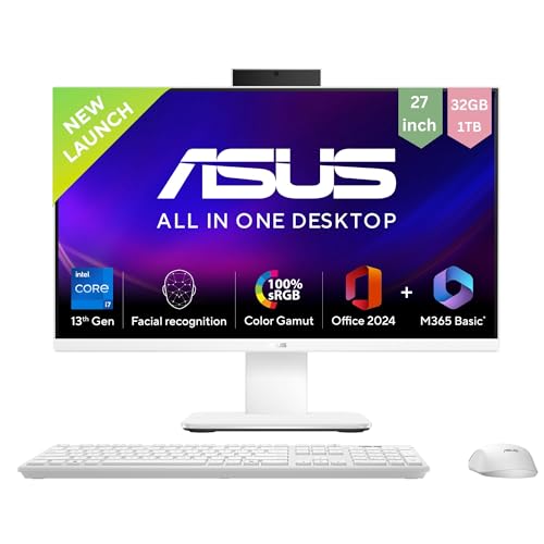 ASUS V470 13th Gen,Intel Core i7-13620H,27" FHD,100Hz, All in One PC(32GB RAM/1TB SSD/Windows 11/Office 24/Retractable Camera/with Wireless Keyboard & Mouse/M365 Basic (1Year)*) g V470VA-KWPE023WS