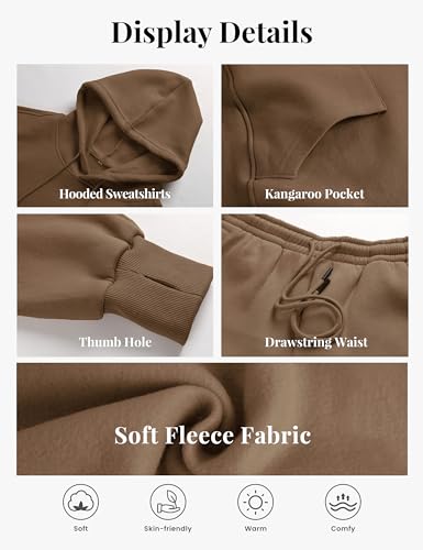 Tanming Women 2 Piece Outfits Sweatsuits Crop Pullover Fleece Sweatshirt Jogger Pants Lounge Set4