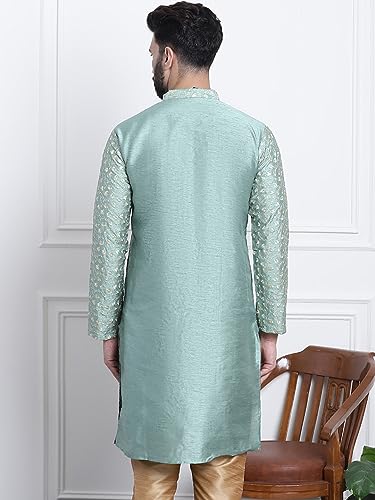 Kurta larga Sojanya de seda bordada, ropa tradicional hombre 4