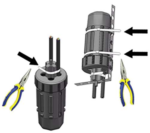 ViD® PREMIUM Dosenmuffe VDM1 IP68 schwarz UV-Schutz inkl. Cuttermesser und Zubehör I Verbindungs- und Abzweigmuffe | mit Verplombungsmöglichkeit und Ösen für den Kabelbinder