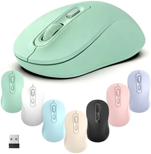 TvvTvvT Wireless Mouse, 2026 New Model, Silent Click Ergonomic Design, Portable, 4 Buttons, Adjustable DPI (800/1200/1600), for Laptop/PC/Office (Green)