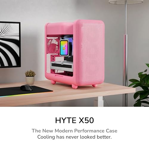Image of HYTE X50 - Modern Performance ATX Mid-Tower Gaming PC Case - Optimized High Airflow Chassis - Thick, Curved, Laminated Acoustic Glass - Micro Mesh Panel w Sturdy Stamped Steel - Strawberry Milk (Pink)