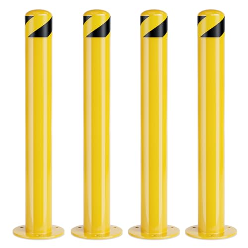 Safety Bollard Post, Steel Bollards,Parking Bollard, Yellow Powder Coated Safety Parking Barrier Post, for Traffic Sensitive Areas (4, 36