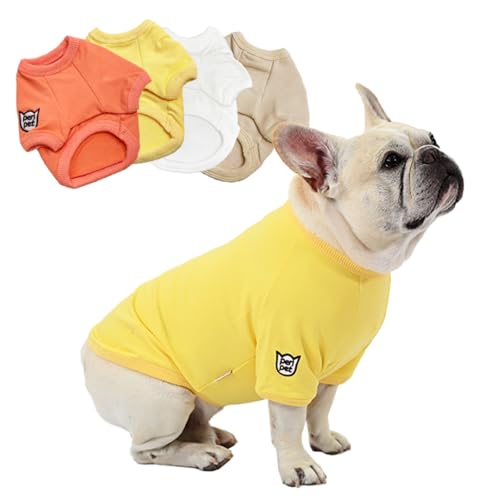 犬 服 スウェット半袖Tシャツ トレーナー 秋冬 ドッグウェア ペットウェア カジュアル おしゃれ 中型犬 小型犬 大型犬 S〜3XL KM049TS (Sサイズ, イエロー)