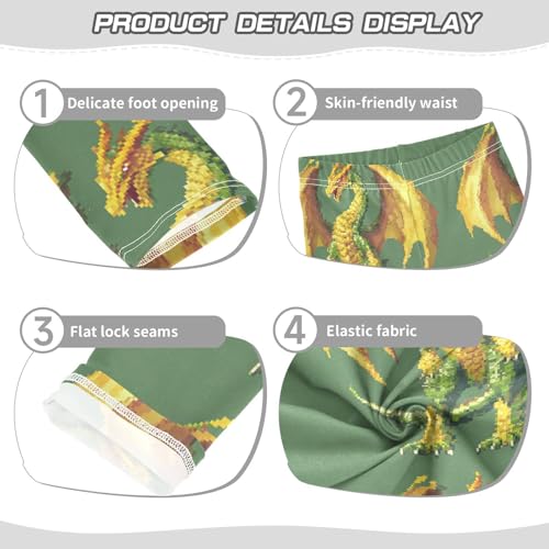 Girls Leggings Yellow Pixel Dragon Toddler Girls Clothes Leggings for Girls Toddler Girls Leggings 3-4T3