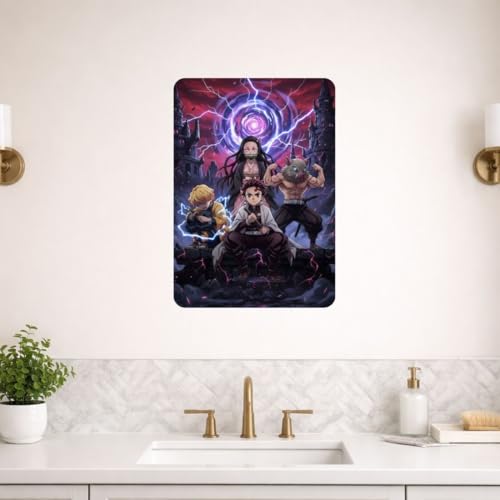 Image of Zesta Bathroom Decor Items Washroom Decor Tin Sign | Aesthetic Posters Wall Poster for Bedroom | Magnetic Cafe Decoration Items / Restaurant Decorations Items | Quirky Home Decor Bar Accent (Demon Slayer)