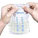 Bolsas de Almacenamiento de Leche Materna, 240ml, 100 uds, Pre- Esterilizadas, con Área de Etiquetado, Conservar y Congelar, sin BPA, Doble Cremallera, Adapta a Todos los Adaptadores (azul)