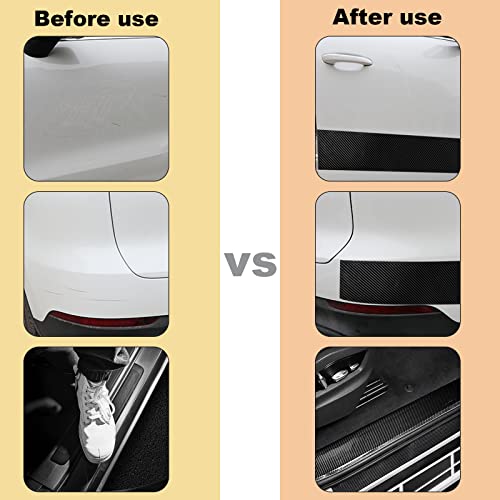 Car Sticker Door Entry Guards Scratch Cover Protector 5D Carbon Fiber Rubber Car Door Edge Guards Door Sill Wrap Film Universal Side Skirt Patch Bumper Guard Scratch Protection Strip (2 Inches*33Ft) #TOP3