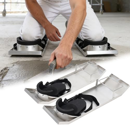 HOME RIGHT Concrete Sliders 28 * 8 Inch Toe Knee Crawler Stainless Steel Concrete Knee Boards Sliders Lightweight Concrete Knee Boards Labor-Saving Patines Para Concreto