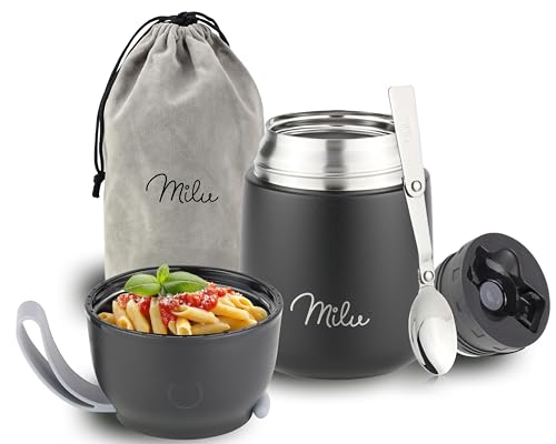 Milu® Thermobehälter für Essen 450ml, Edelstahl Warmhaltebehälter mit...