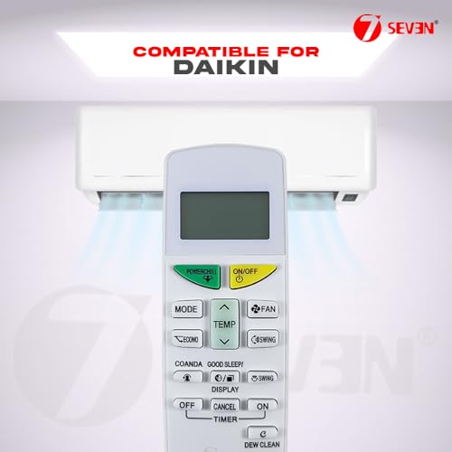 Image of 7SEVEN Compatible with Daikin AC Remote Control ARC484B32 Model 132L Suitable for FTKM60U ‎MTKM50U FTKM35U 1 1.5 2 Ton Split & Window AC - Match Keys Exactly to Replicate Genuine Remote Function