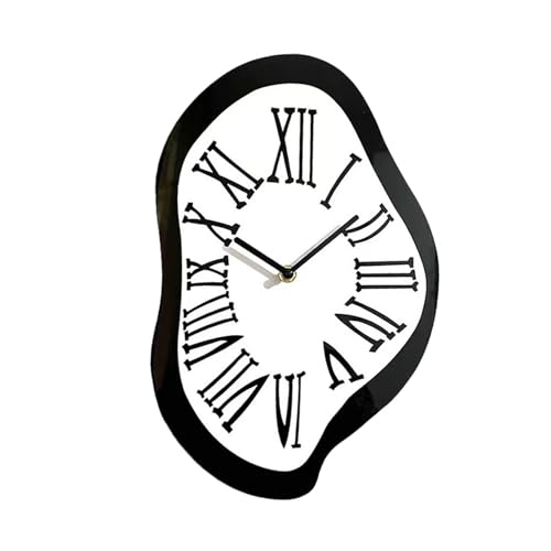 IEUDNS Melting Clock Silent Sweep Wall Clock Nordic Abstract Fashion Distorted Clock Interior Wall Clock for Gift Shop Living Room, S