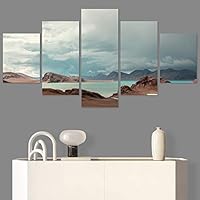 SIGNWIN 5 Panel Canvas Wall Art Modern Art Beach Coastal Multicolor Photography Relax/Calm Romantics for Home Decorations Ready to Hang - 60