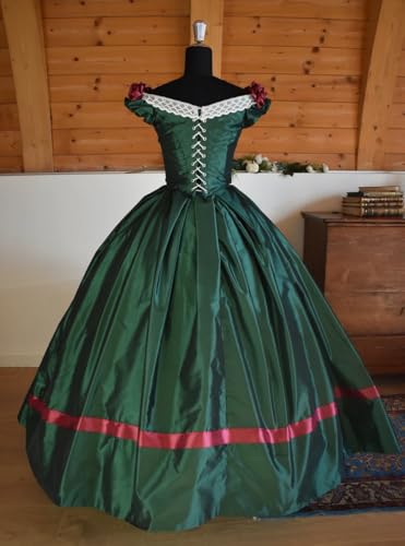 Zhangyo Vintage Victorian Ball Gown with Bow Floral Silk Satin Medieval Dress A-line Off Shoulder Prom Dresses for Women2