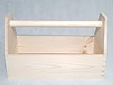 Werkzeugkiste Montagekiste geleimt, Natur Holz LxBxH 42x21x26 cm, Vollholz