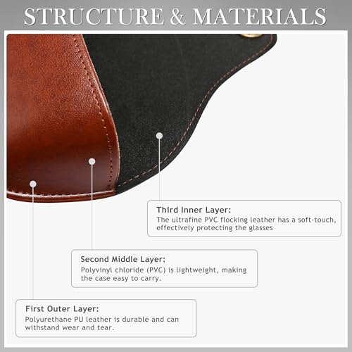 SUNGAIT Vegan Leather Glasses Case Portable Sunglasses Holder Hard Shell Slim Design Travel-Ready3