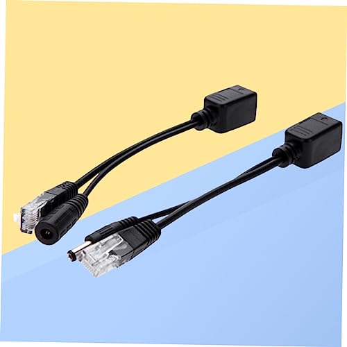 ARTIBETTER 2pcs Cable Splitter Poe Conector DC Jack Negro para Routers y Cámaras de Seguridad WLAN miniatura 7
