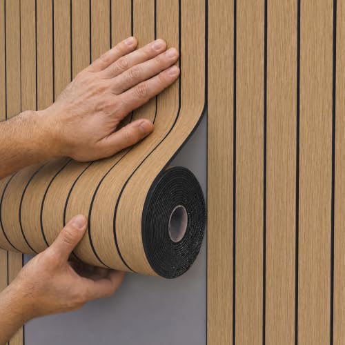 Image of Peel and Stick Wood Slat Wall Panels, Yellow Wood, 118 x 15.7 in | 2.8mm 3D Flexible Wood Panel, Flexible Wall Panels, Faux Wood for Bedroom, TV Wall & Office
