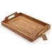 Hand-Woven Rattan Rectangular Serving Tray with Handles for Breakfast, Drinks, Snack for Coffee Table (17x11.4inches, Natural)