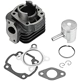 Zylinder Kit 50ccm für Minarelli liegend AC, inkl. 10mm Kolbenbolzen, 40mm Kolben, 2 Kolbenringen und Clips, Dichtungssatz, für Piaggio, für Vespa Ciao SI, für Adly (Her Chee) Jet 50 usw.
