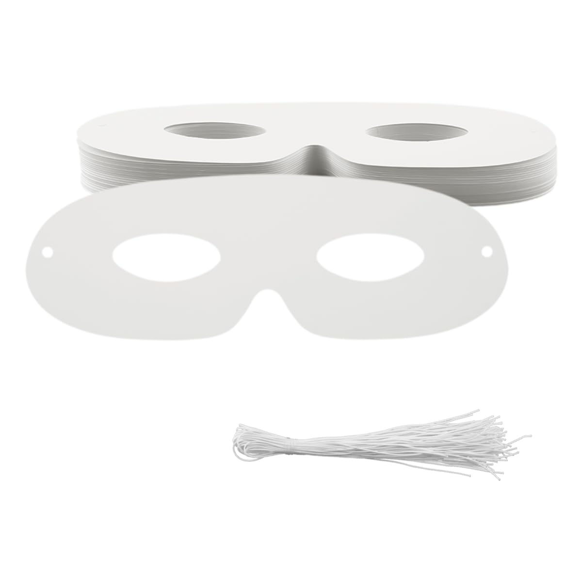 40 Pcs Blank Paper Half Face Masks for Kids DIY Masquerade Cosplay Dress Up Art & Craft Projects – White Customizable Party Favours