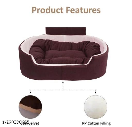 Image of Furry Smile Letest Dog Beds, Dog Sofas & Chair with Collar, Indoor Outdoor Dog beds (S, Brown & White)