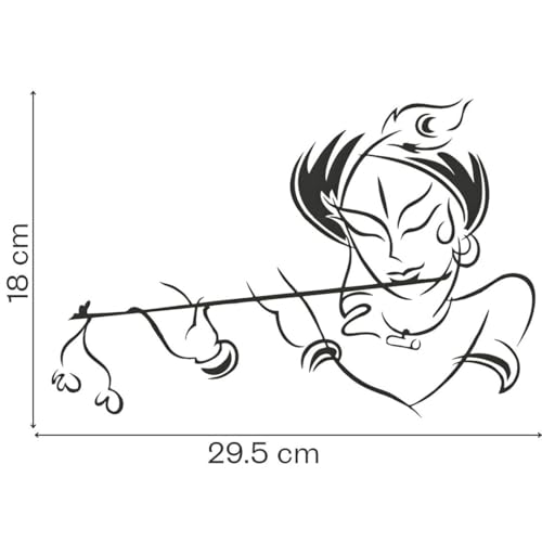 Image of KREEPO Pack of 2 Lord Krishna Religious Self-Adhesive Vinyl Car Decal Sticker for Exterior Use| Dashboard| Windshield (Black)