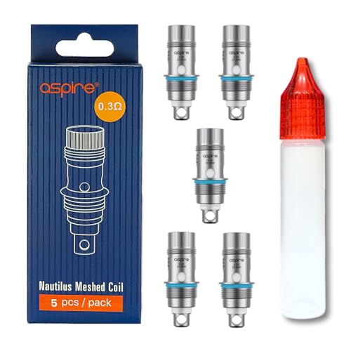 【ノーチラス コイル】Aspire Nautilus 交換用 コイル 1箱(5個入り)+ エンプティボトル1本 for Nautilus Nano Tank, Nautilus 3 Tank, Nautilus 322, Nautilus 3S Tank