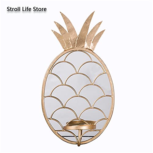 Nordic Glass Candle Holders Gold Metal Mirror Pineapple Wall Hanging Candlestick Living Room Home Decorative Gift Wenfeng1991 #TOP4