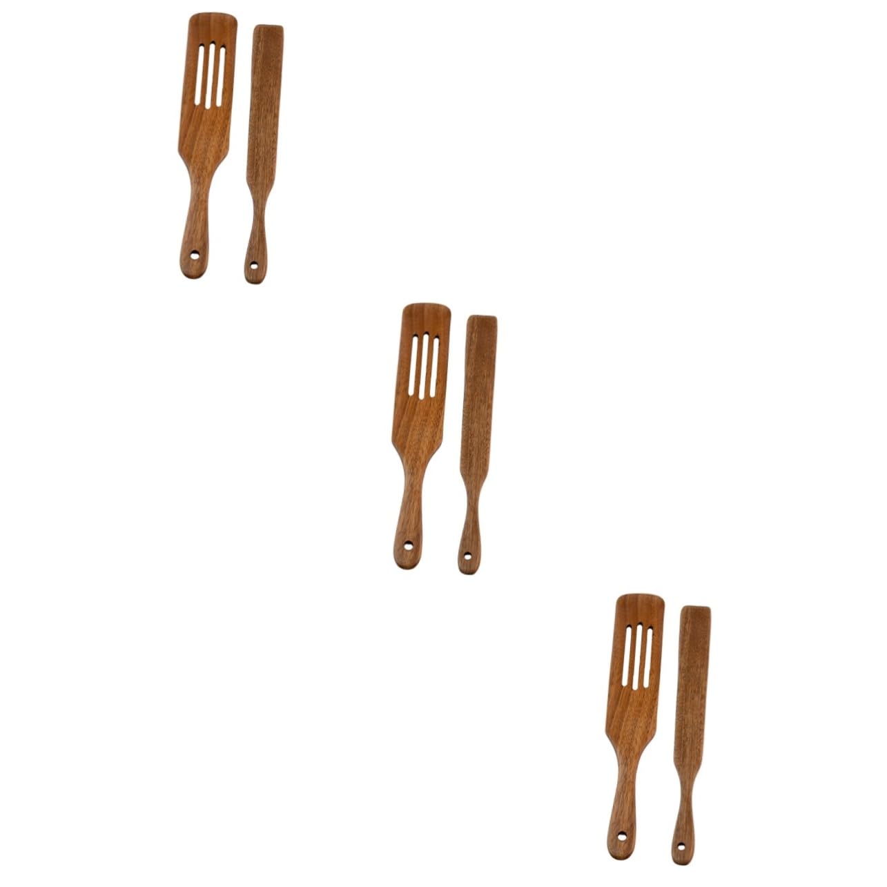Amosfun 3 Set 2 Pezzi pala di legno kitchen attrezzi x tool tools environ termo spatola per burro spatole flipper tornitore per cucinare Stoviglie in legno utensili da cucina antiaderenti