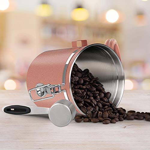 Nex Coffee Canister, Airtight Stainless Steel Ground Coffee Food Jar Storage For Beans, Tea, Flour, Sugar, Coffee Containers With Scoop, Date Tracker And Co2-Release Valve, 22Oz, Rose Gold #TOP6