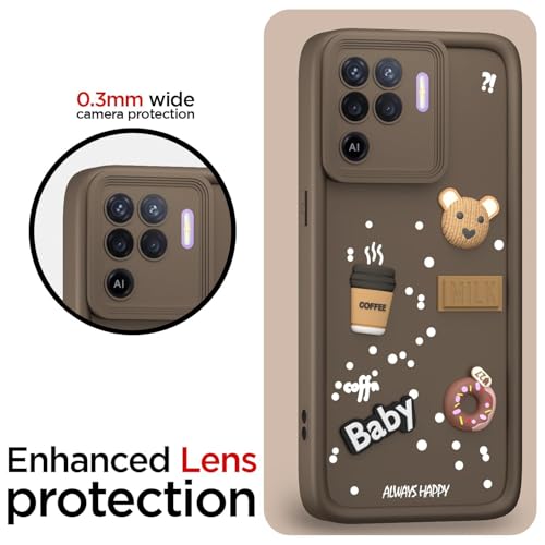 Image of Bintage Case Ball Bear| Donut| Milk Cake| Baby| Coffee Rubber Case Camera Protection Back Cover Compatible for Oppo F19 Pro 4G - Brown