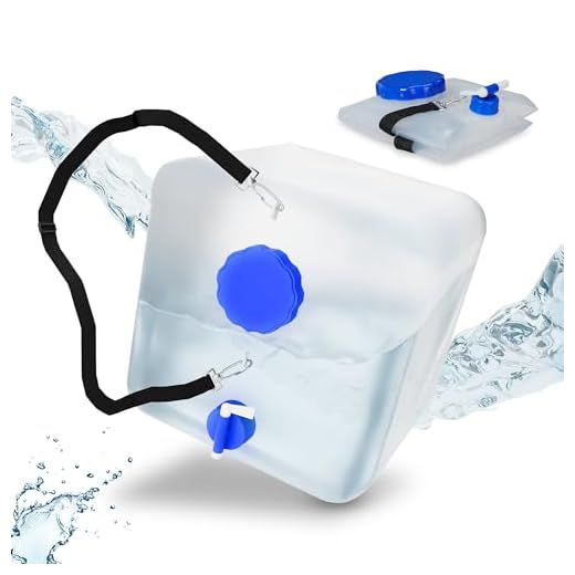 Relaxdays Fällbara behållare set med 2, vattenbehållare camping, kran, vidhalsskydd och bärrem, 15 L, BPA-fri, transparent