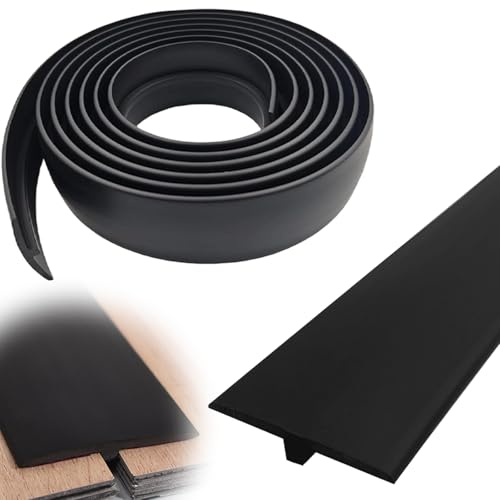 CEWROM Profilé de transition, profilé en T, 300 cm, bande de transition autocollante en PVC, seuil de porte plat pour stratifié, carrelage et transitions de sol, cache de fente intérieur (noir)